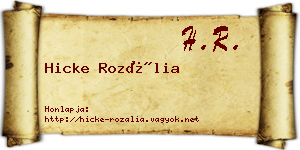 Hicke Rozália névjegykártya